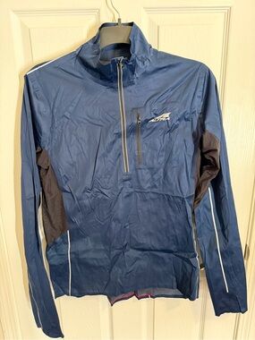 Altra Men's Navy Blue Lightweight Packable Half-Zip Running Jacket Size L NWT